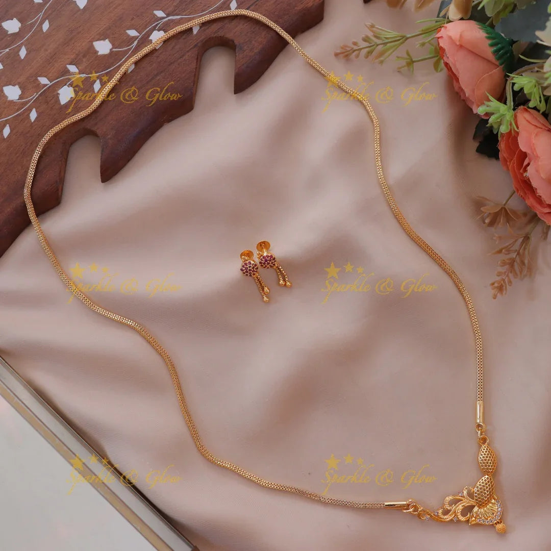 Elegant Floral Gold Long Necklace - Shop Now