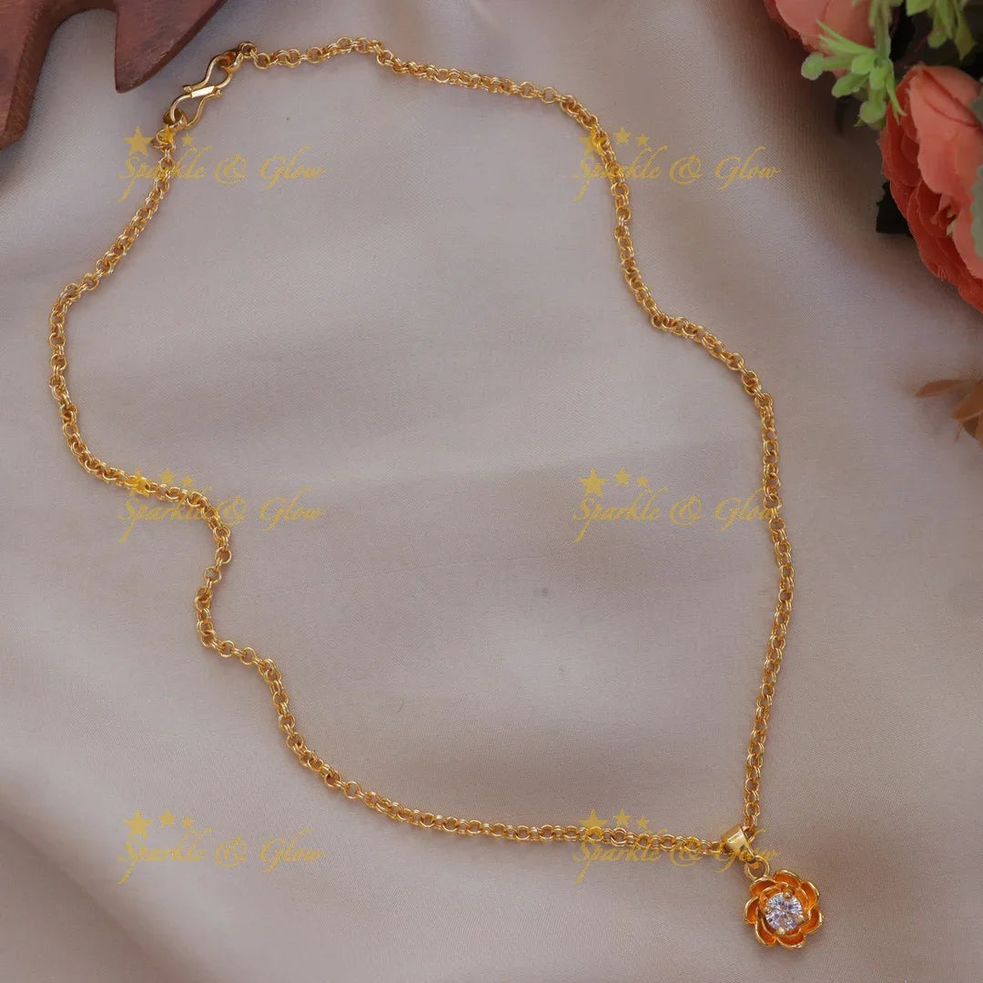 Exquisite Gold Floral Stone Necklace - Festive Charm