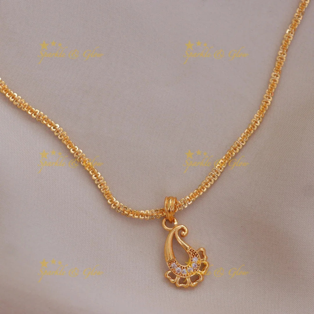 Mango Floral Pendant Necklace Gold - Festive Elegance