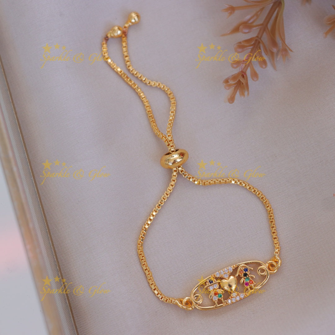 Sparkling Gold Heart Bracelet for Kids - Festive Jewelry