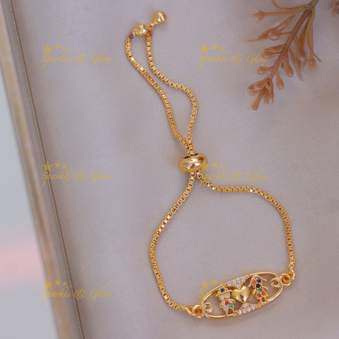 Sparkling Gold Heart Bracelet for Kids - Festive Jewelry