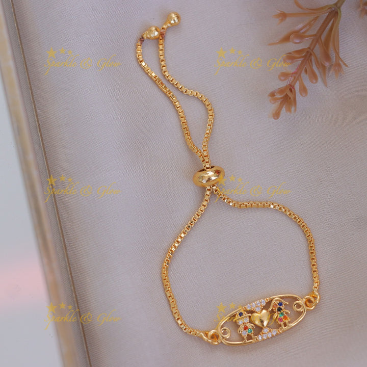 Sparkling Gold Heart Bracelet for Kids - Festive Jewelry