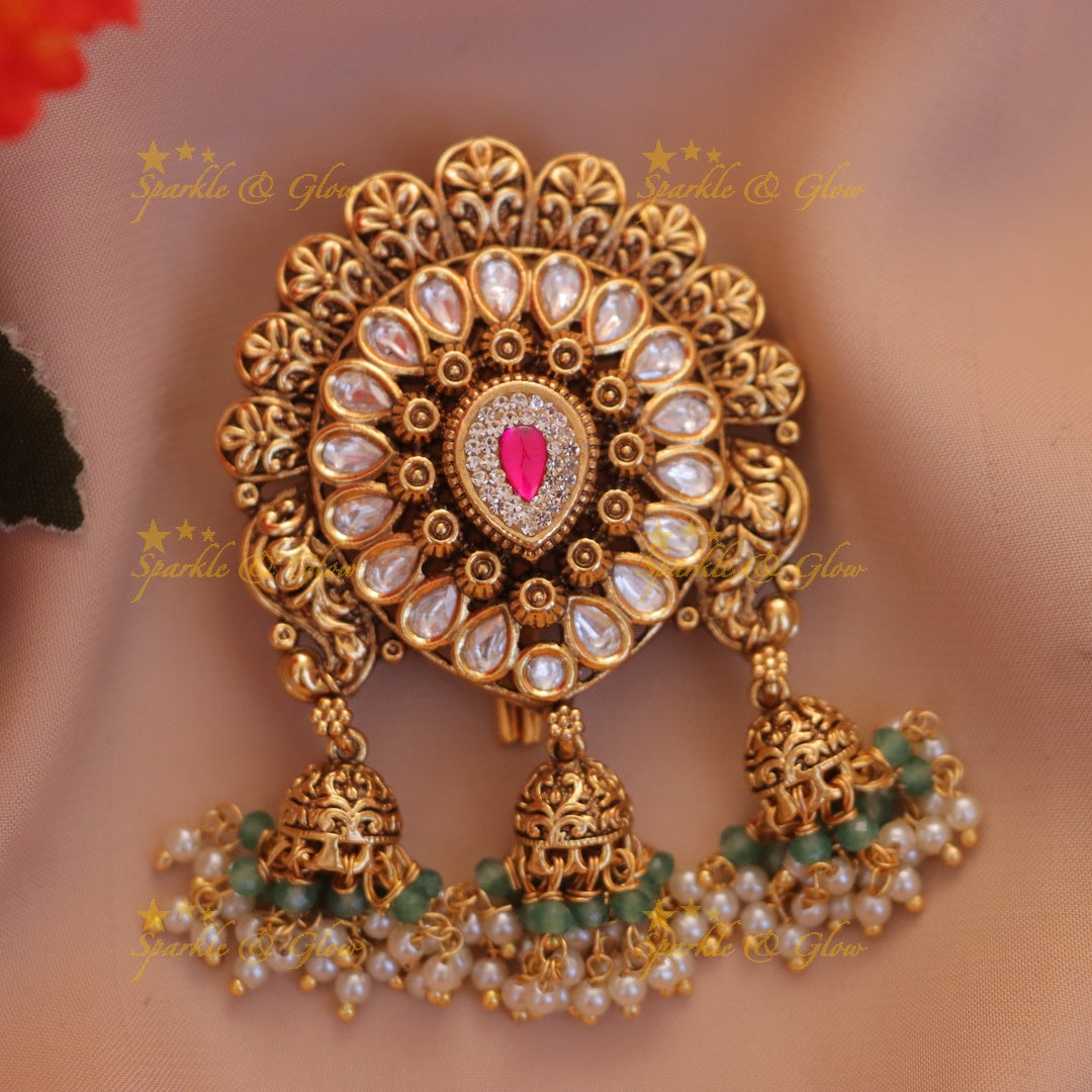 Exquisite Gold Jhumka Hair Accessory for Festivals