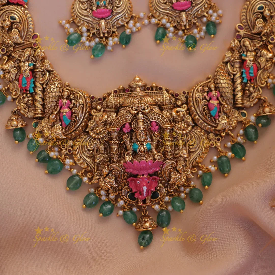 Exquisite Lakshmi Elephant Necklace - Festive Elegance