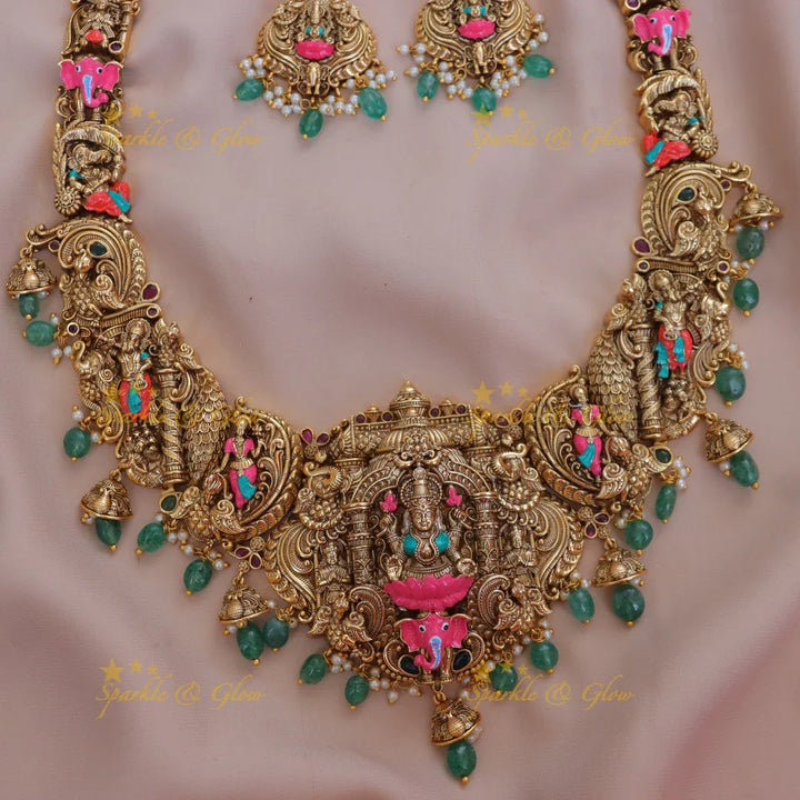 Exquisite Lakshmi Temple Necklace - Festive & Elegant(Preorder)
