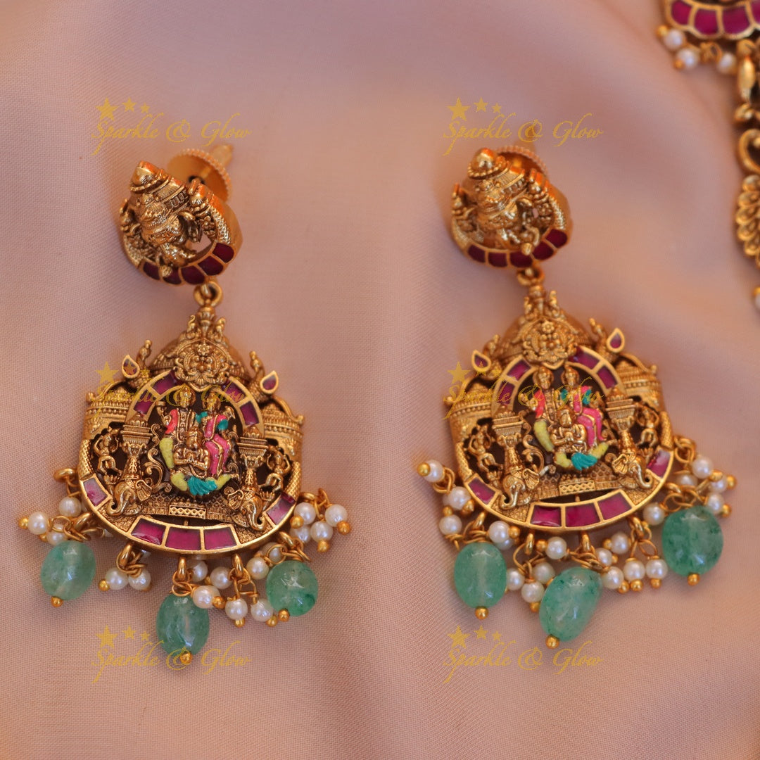 Majestic Elephant Vishnu Laxmi Necklace for Festive Elegance
