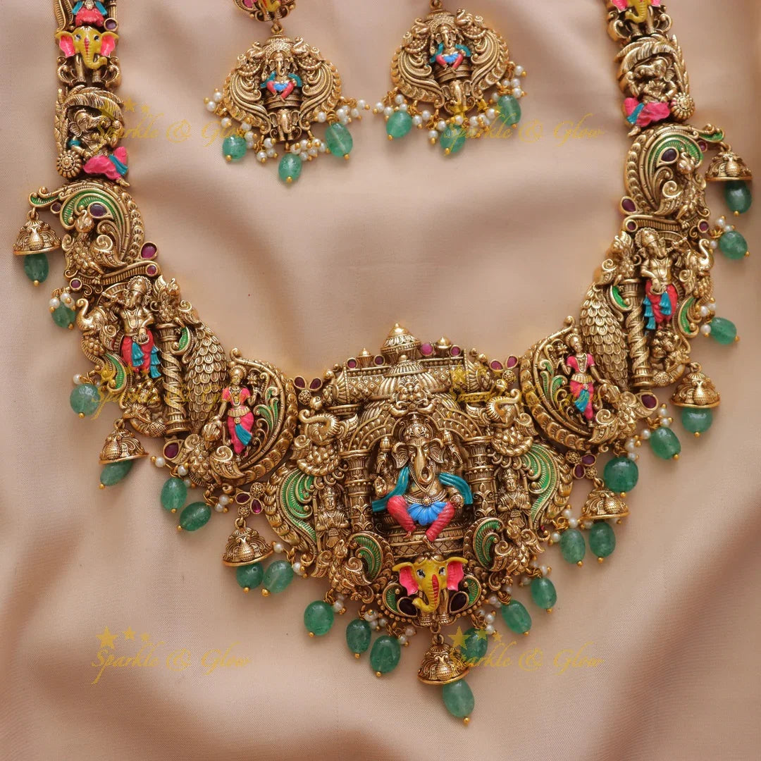 Elegant Ganesh Necklace for Festive Celebrations(Preorder)