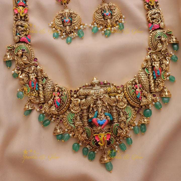 Elegant Ganesh Necklace for Festive Celebrations(Preorder)