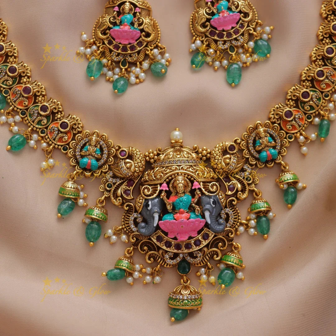 Exquisite Lakshmi Ganesh Necklace for Festive Elegance