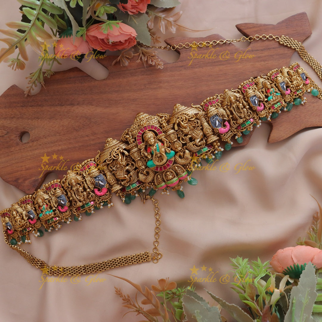 Luxurious Elephant Lakshmi Hip Chain for Festive Glam