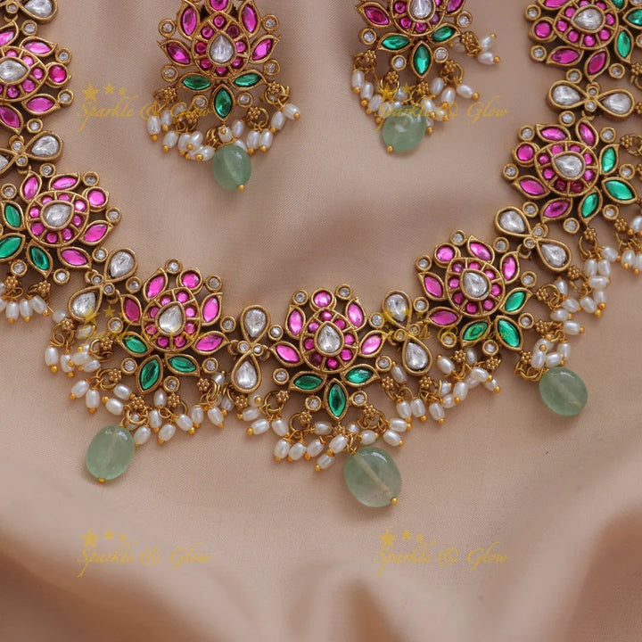 Exquisite Floral Mint Green Bead Necklace Online