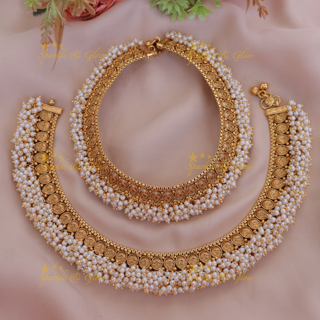 Bridal Antique Gold Ghungroo Anklets – Traditional Design
