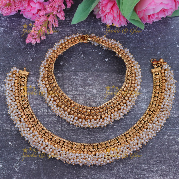 Traditional Gold Bridal Anklets | South Indian Style