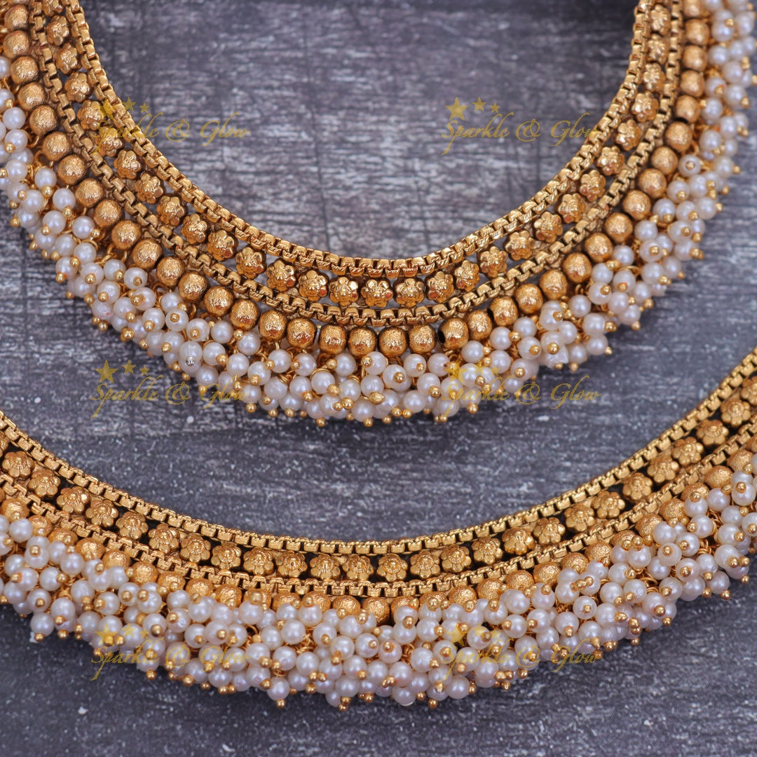 Traditional Gold Bridal Anklets | South Indian Style