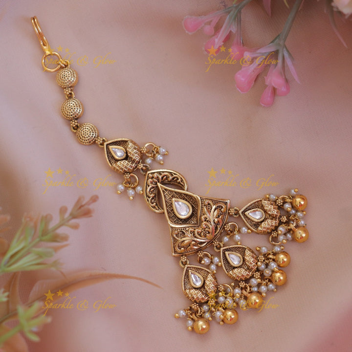 Gold Triangle Maang Tikka for Weddings & Festivities