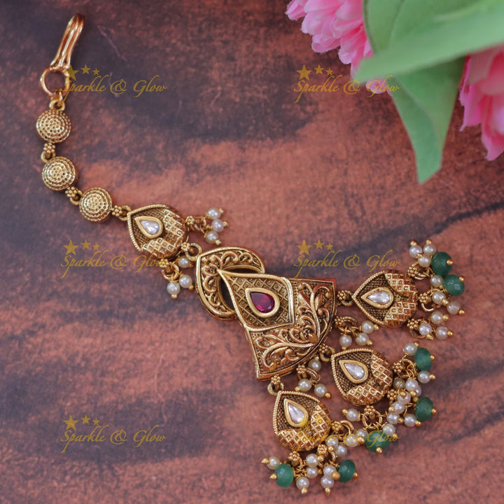 Gold Triangle Maang Tikka for Weddings & Festivities