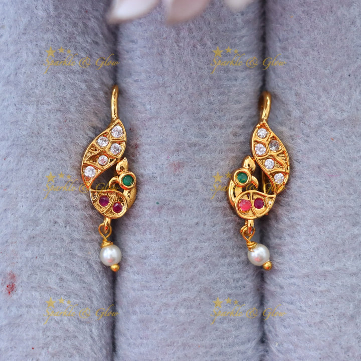 Glittering Peacock Bugadi Earrings for Festive Elegance