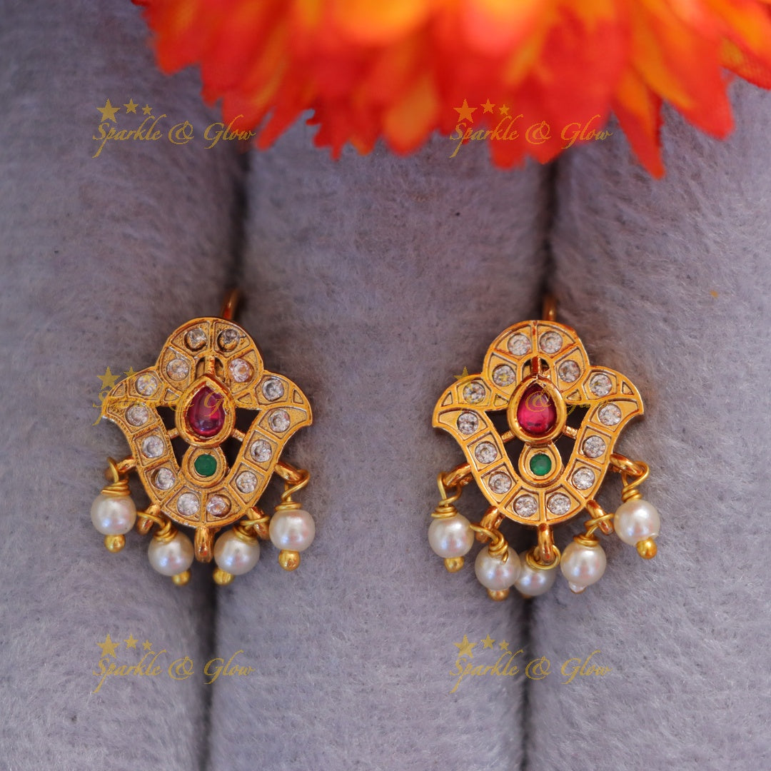 Intricate Pearl Bugadi Earrings for Festive Elegance