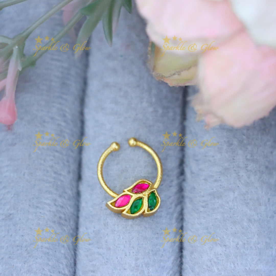 Exquisite Gold Finish Nose Ring - Leaf Design Delight