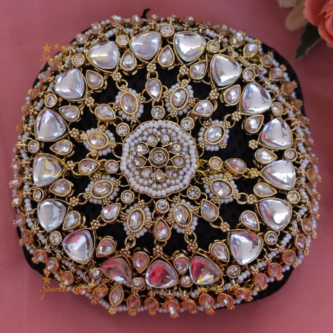 Luxurious Floral Pearl Hair Bun - Bridal Elegance