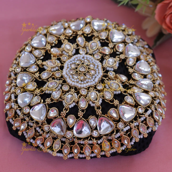 Luxurious Floral Pearl Hair Bun - Bridal Elegance