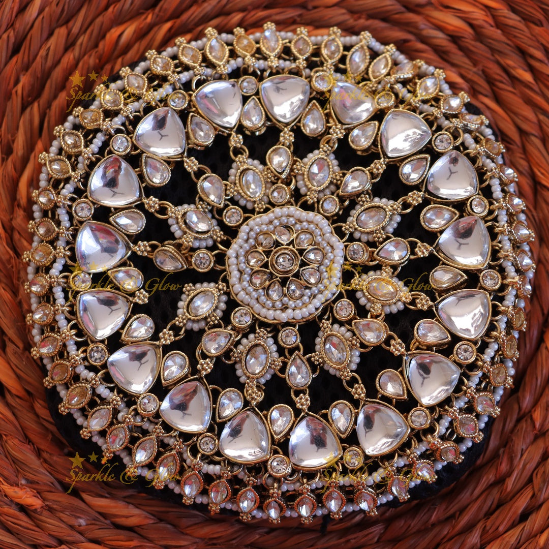 Luxurious Floral Pearl Hair Bun - Bridal Elegance