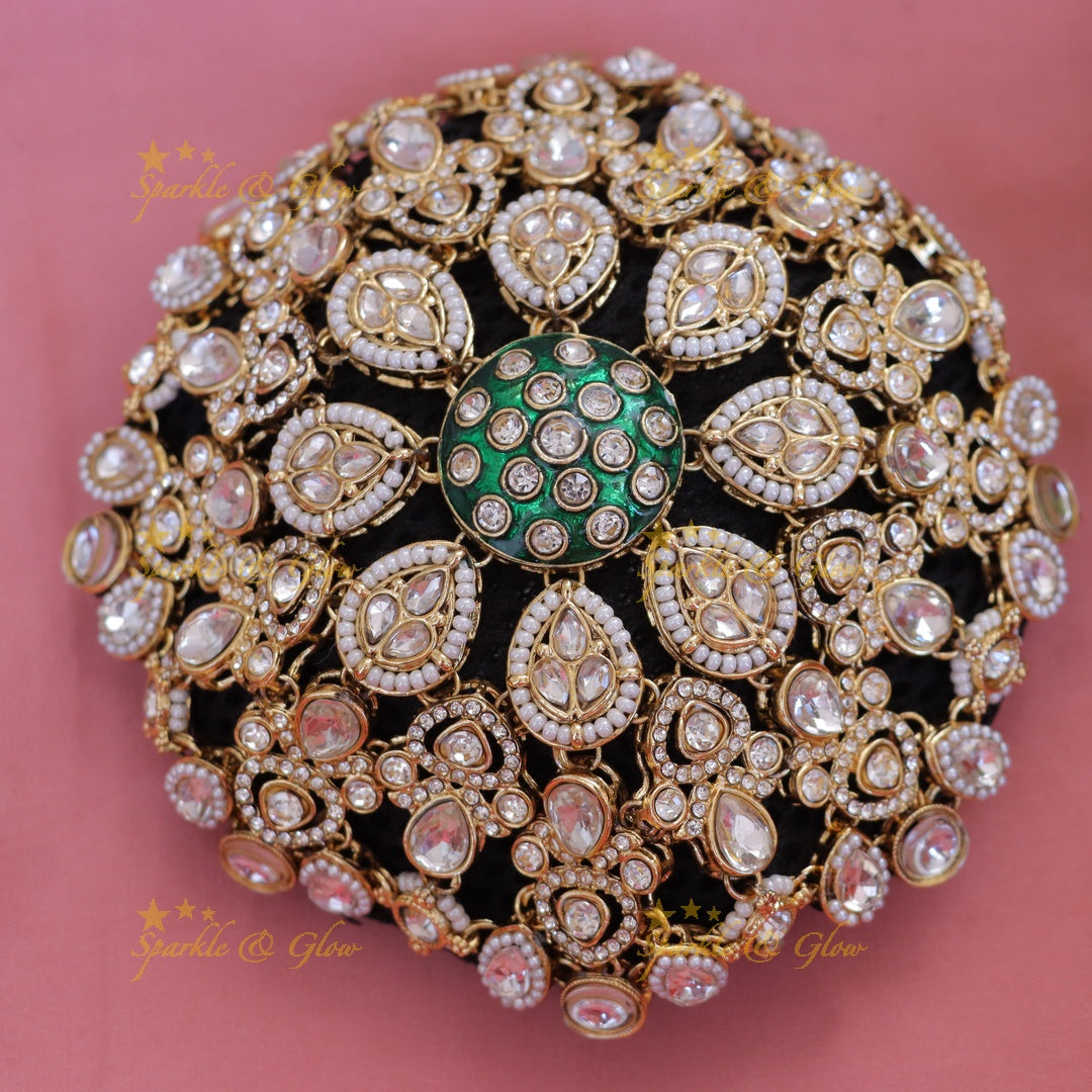 Exquisite Kundan Floral Hair Cage for Stunning Styles