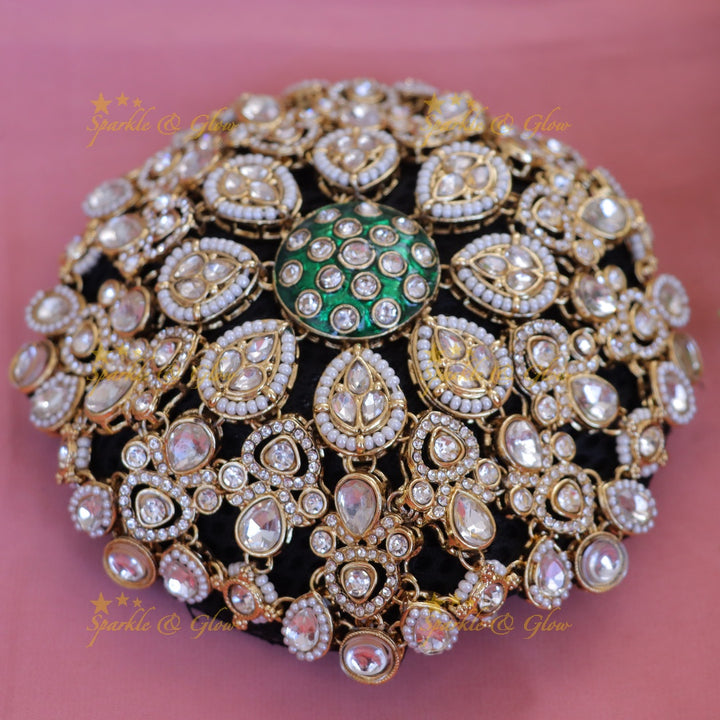 Exquisite Kundan Floral Hair Cage for Stunning Styles