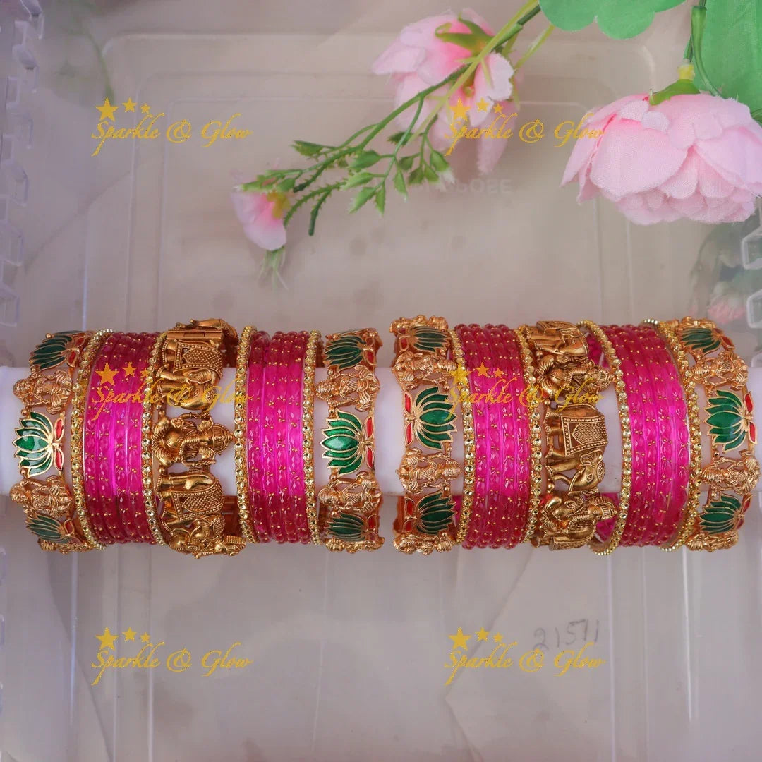 Exquisite Temple Bridal Bangle Set - Adorn Yourself! Two hand