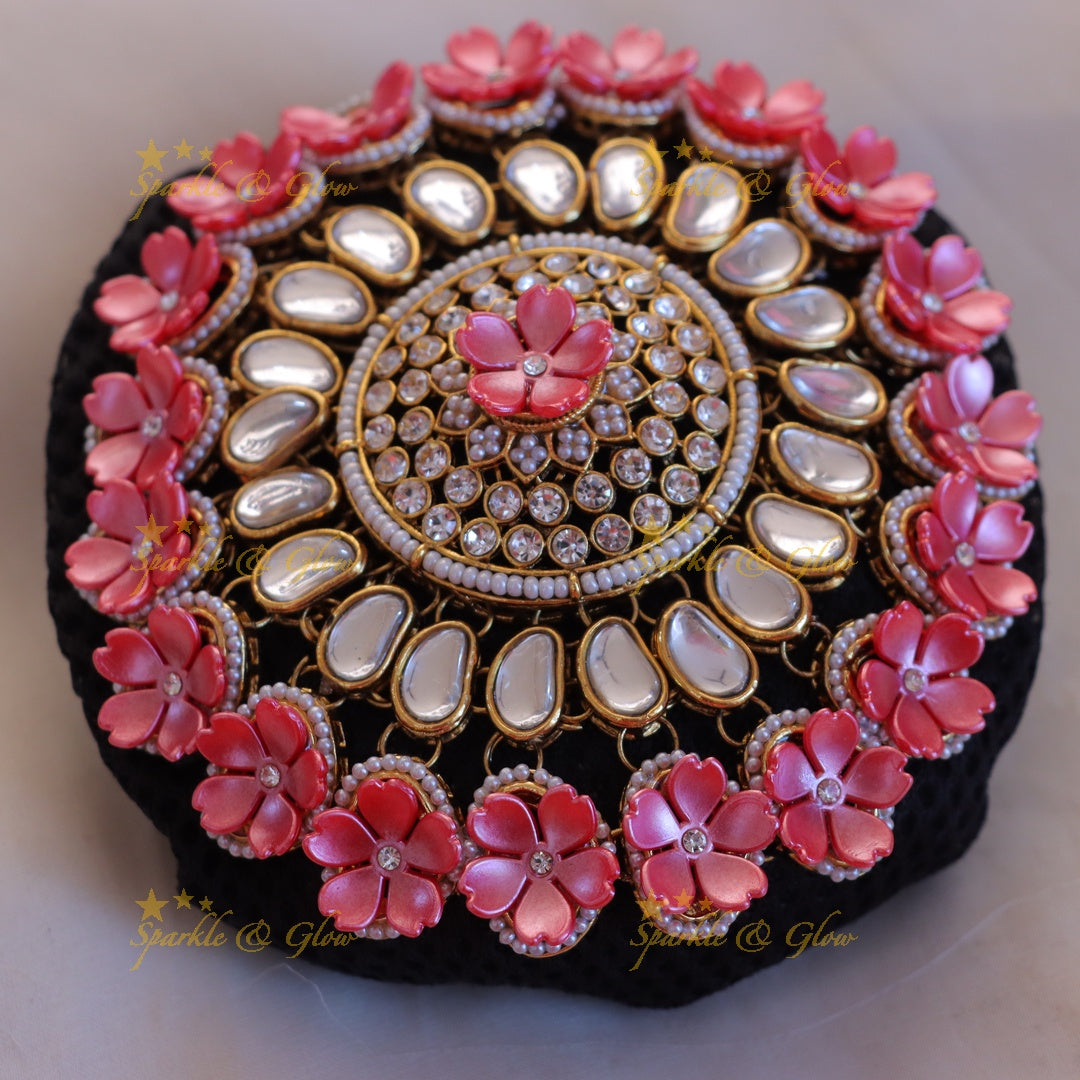 Pearl Floral Stone Hair Bun - Elegant Wedding Accessory