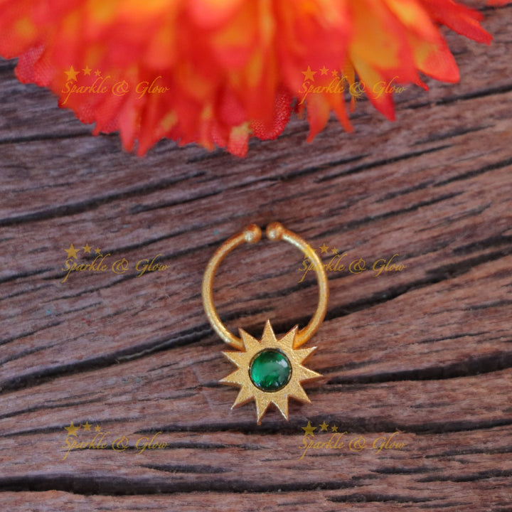 Radiant Gold Kundan Jadau Nose Ring for Weddings