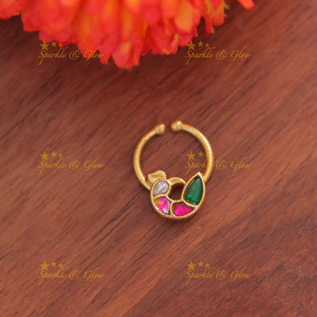 Exquisite Kundan Peacock Nosepin | Premium Imitation Jewelry