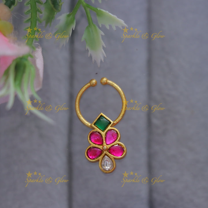 Stylish Gold Floral Nose Ring for Festive Celebrations