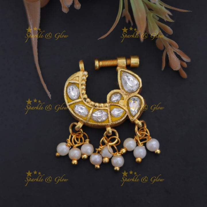 Exquisite Reversible Pearl Nose Pin for Festive Elegance