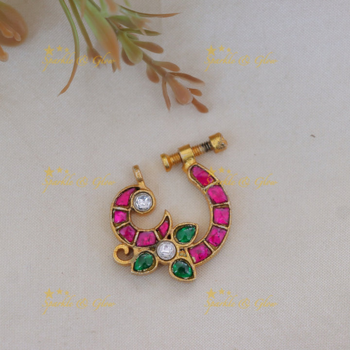 Dazzling Peacock Nose Pin: Gold Elegance & Style