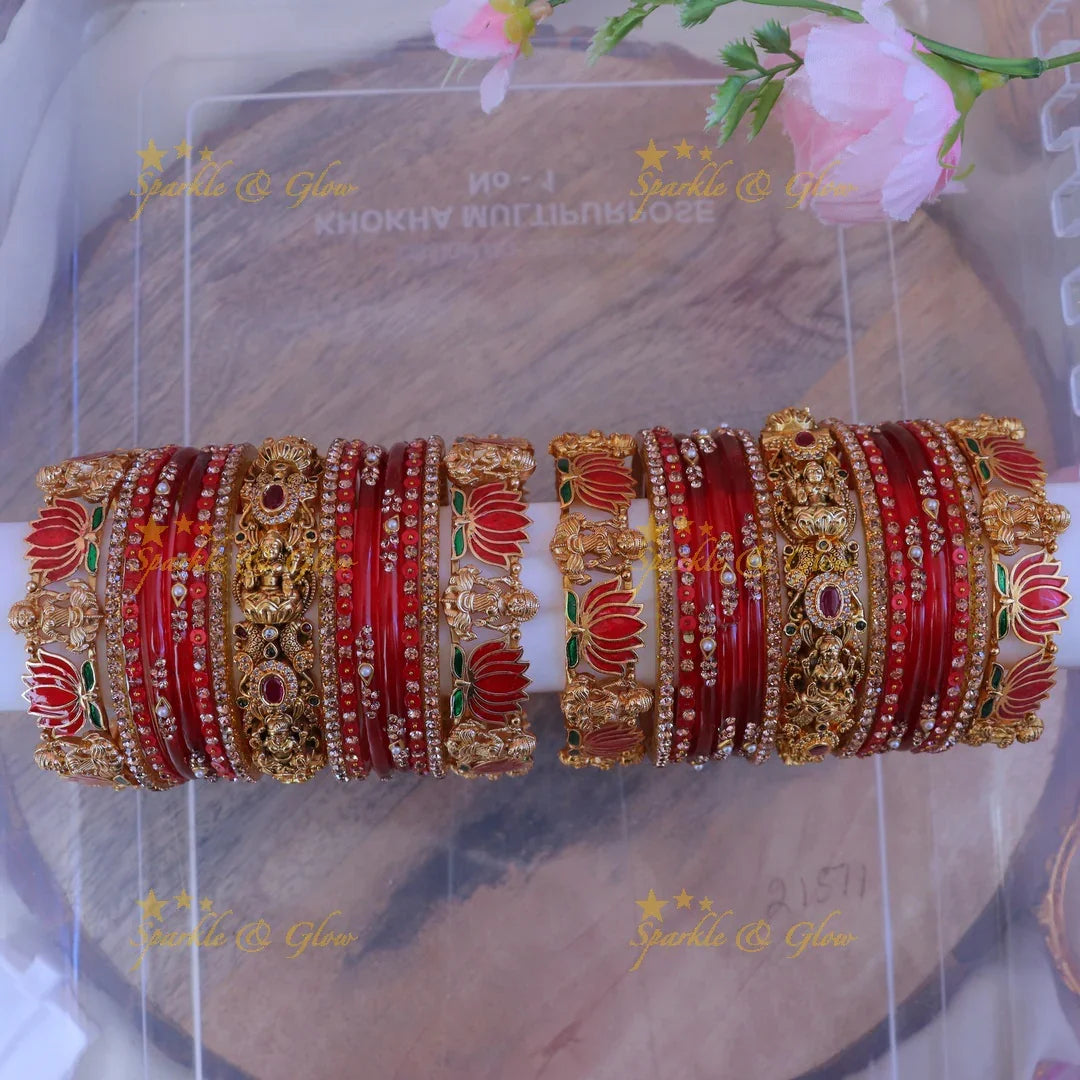 Luxurious Lakshmi Bridal Bangles - Lotus Design-One hand