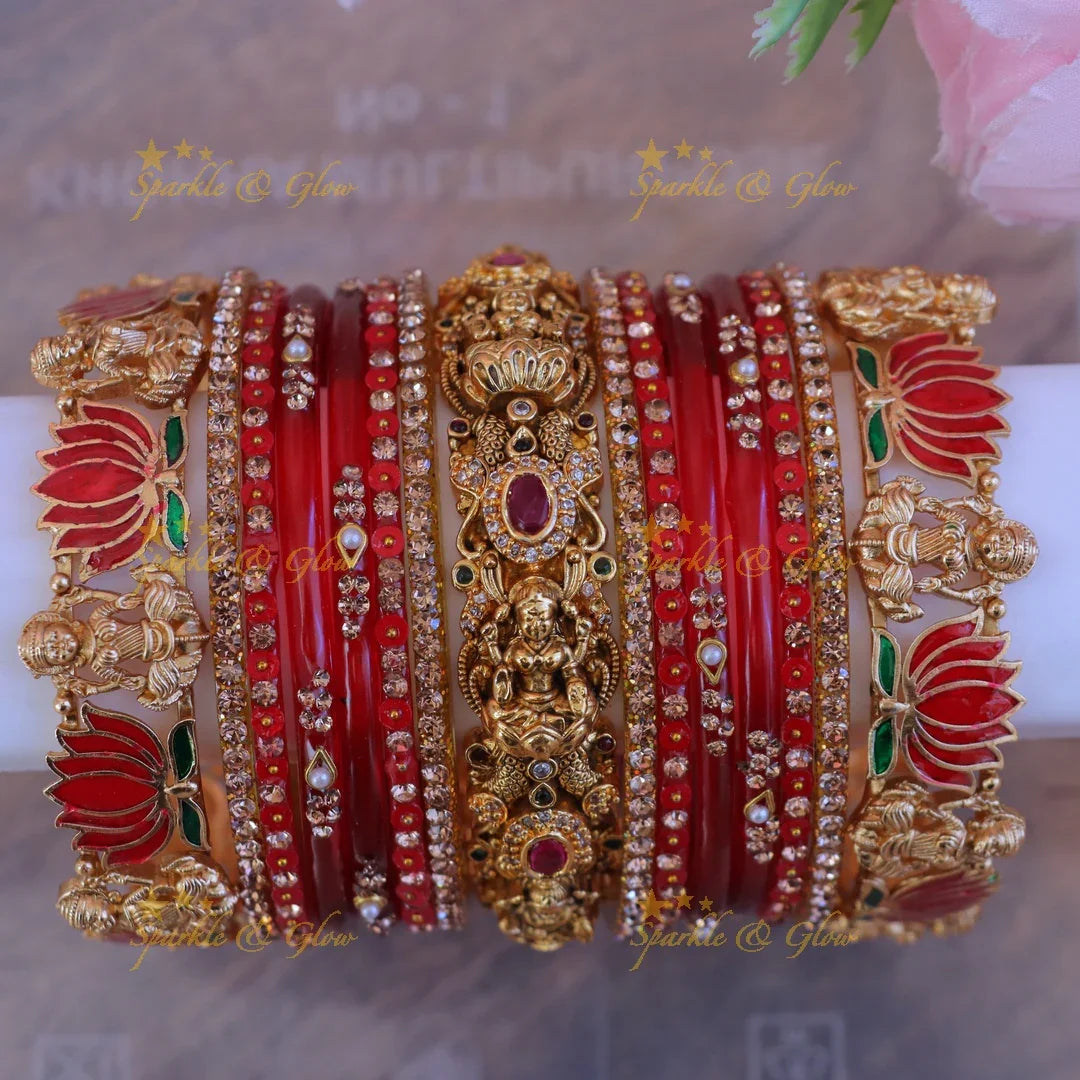 Luxurious Lakshmi Bridal Bangles - Lotus Design-One hand