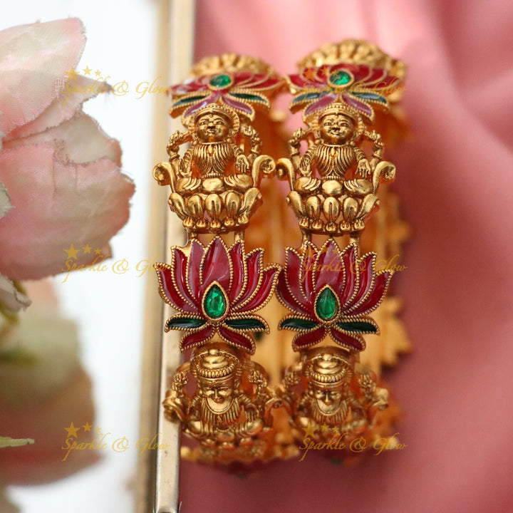 Exquisite Lakshmi Lotus Bangle - Premium Imitation Jewelry