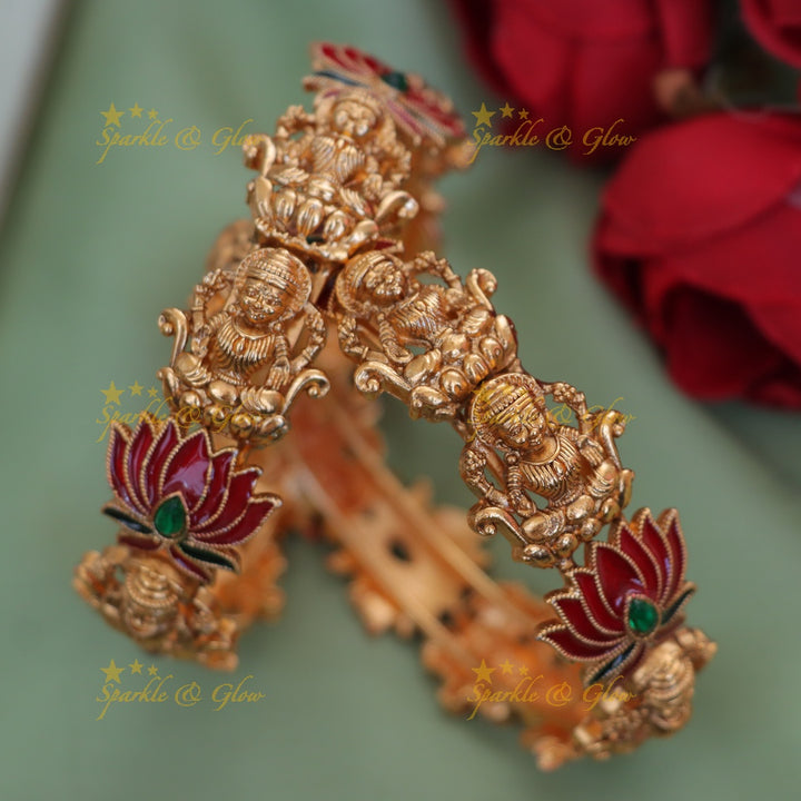 Exquisite Lakshmi Lotus Bangle - Premium Imitation Jewelry