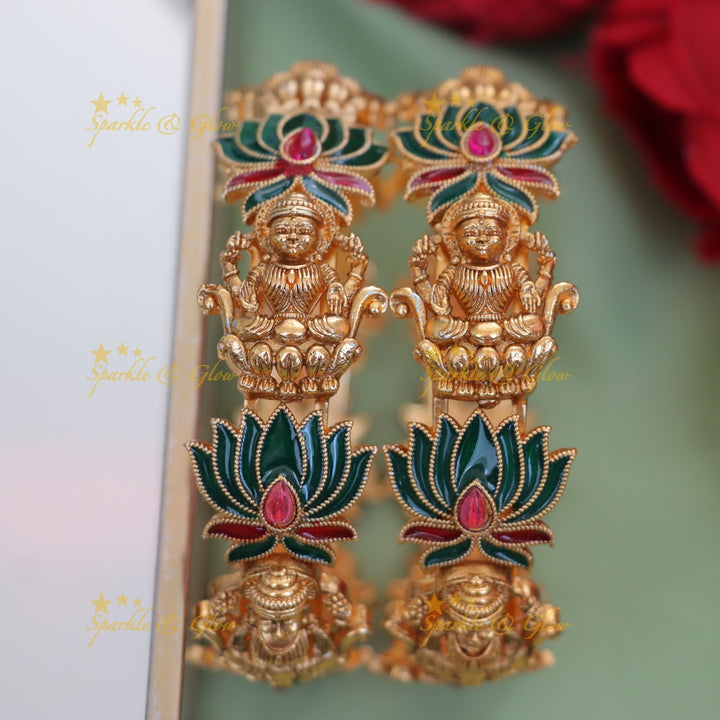 Exquisite Lakshmi Lotus Bangle - Premium Imitation Jewelry
