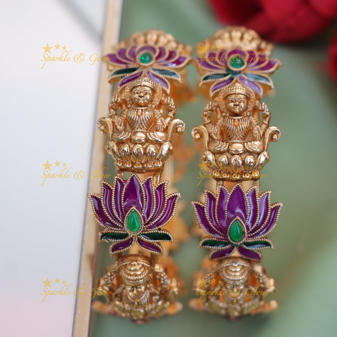 Exquisite Lakshmi Lotus Bangle - Premium Imitation Jewelry