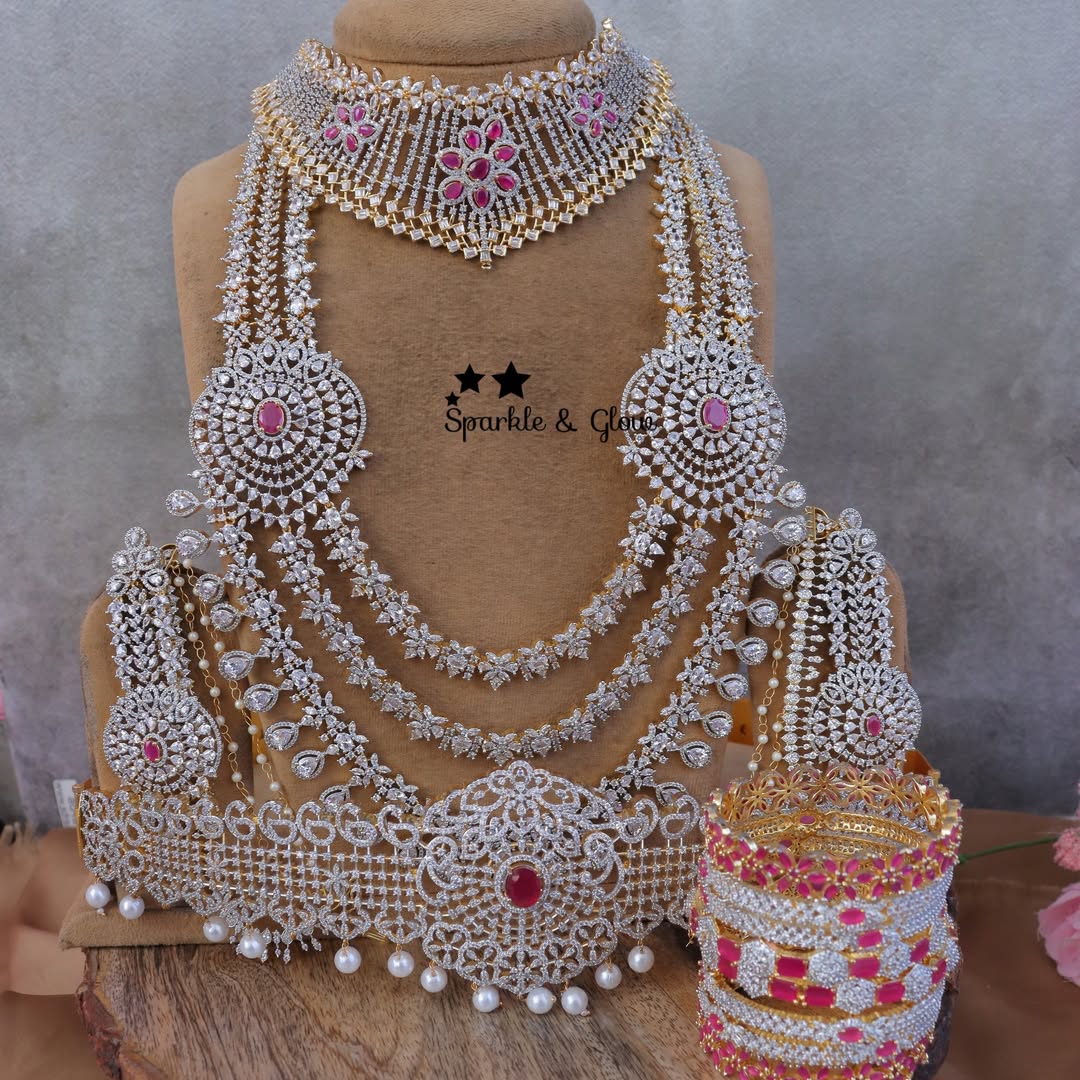 Exquisite Grand American Diamond Floral Bridal Set