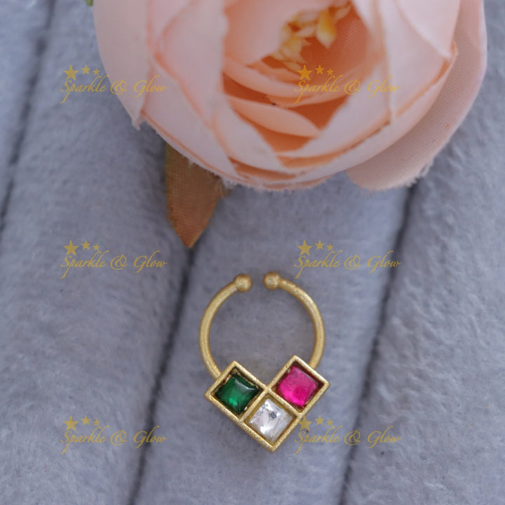 Gold Jadau Nose Ring for Weddings & Festivals