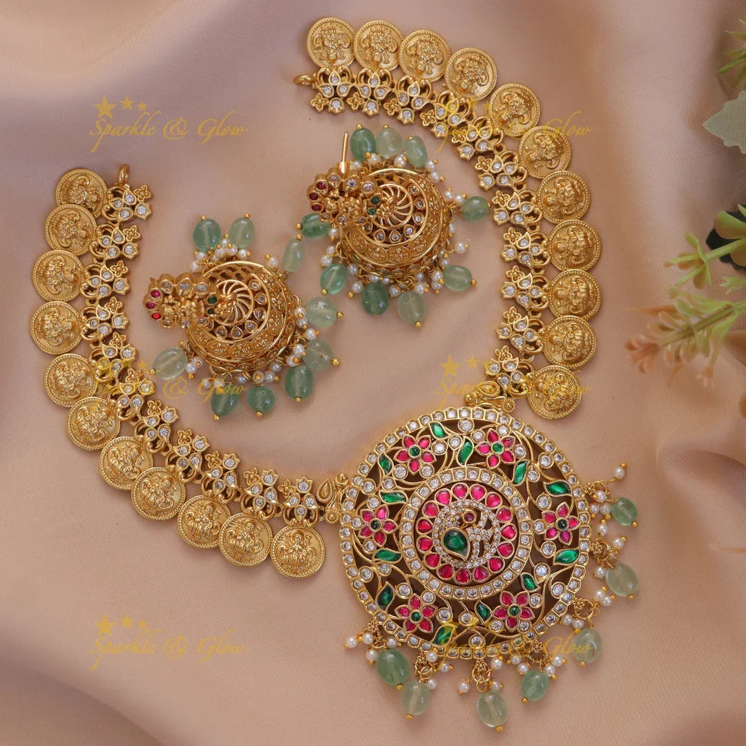 Exquisite Lakshmi Coin Necklace with Vibrant Beads