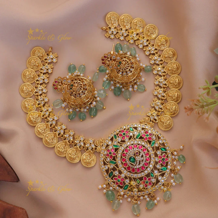 Exquisite Lakshmi Coin Necklace with Vibrant Beads