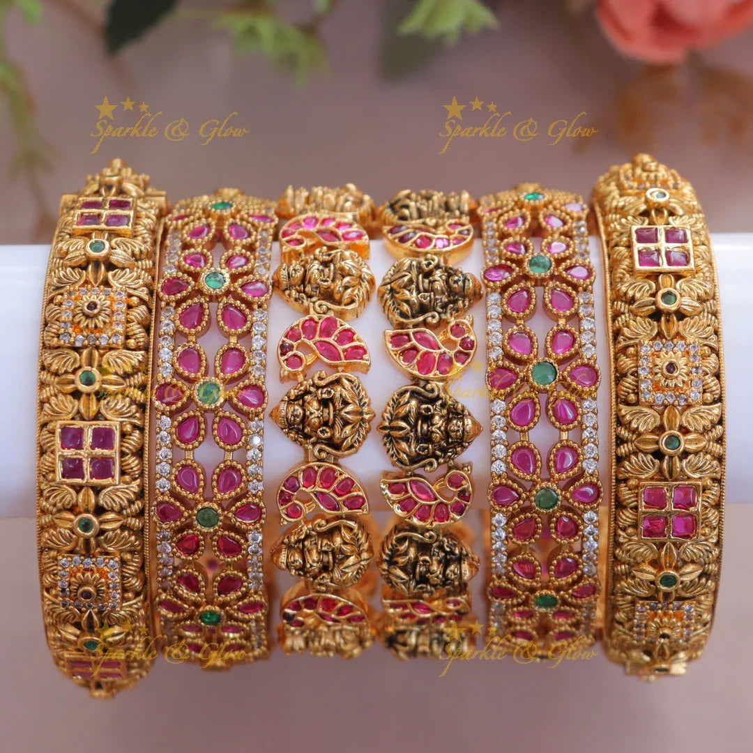 Stunning Kemp Bangles with Lakshmi Design - Sparkle & Glow