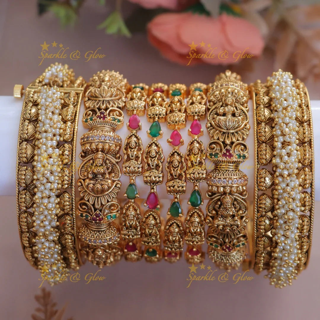 Luxurious Lakshmi Pearl Bridal Bangles - Elegance & Charm