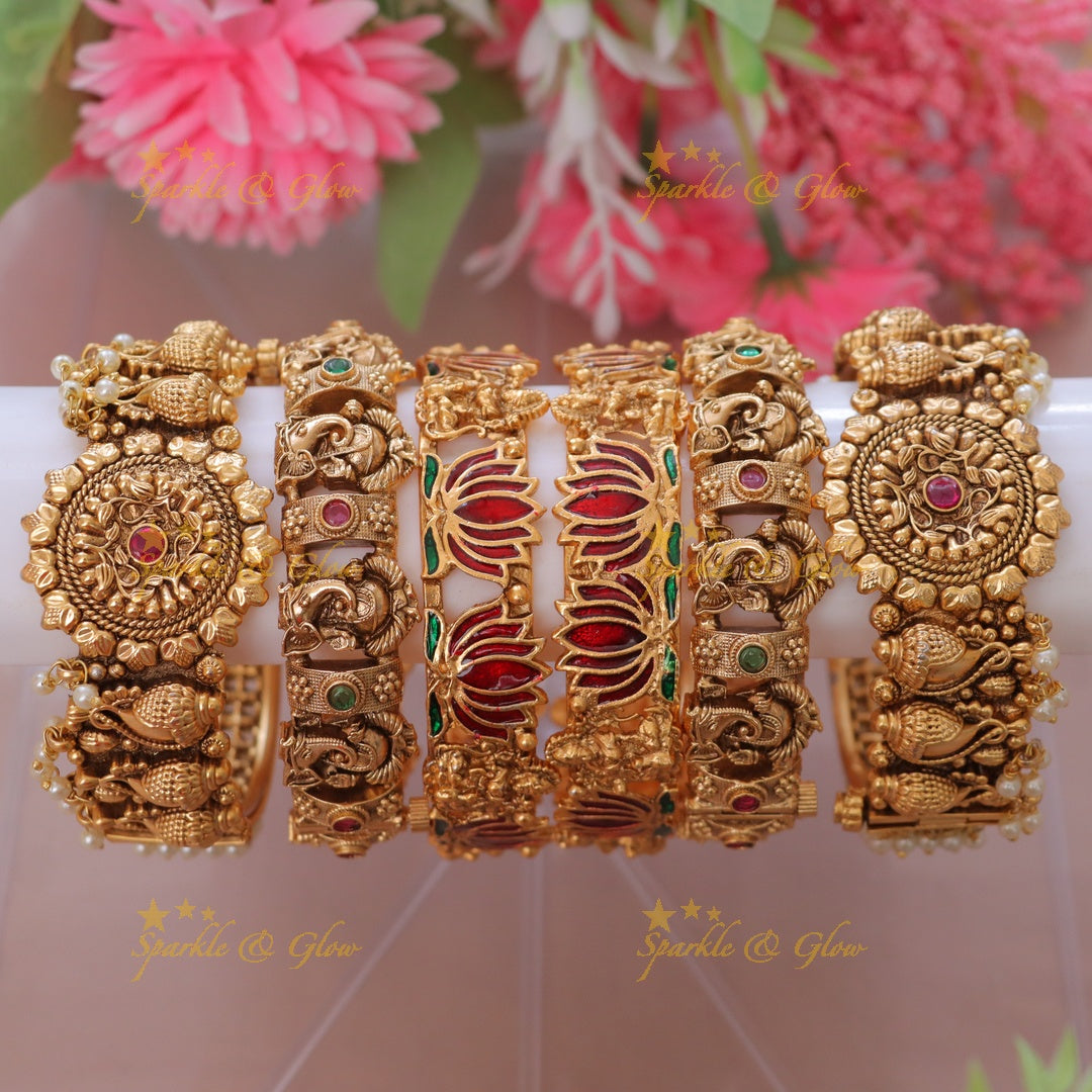 Majestic Temple Bangles with Divine Designs
