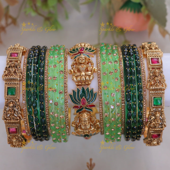 Exquisite Lakshmi Lotus Bridal Bangles Set for Elegance- Two hand
