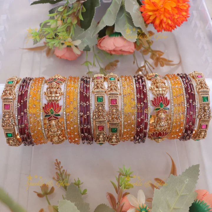 Lotus Lakshmi Bridal Bangles - Enhance Your Elegance-Two hand